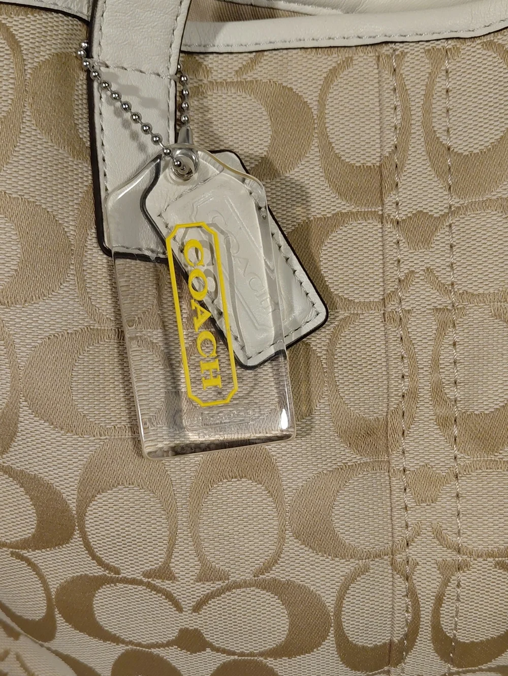 Coach Hadley Cream Signature Canvas Tote Bag
